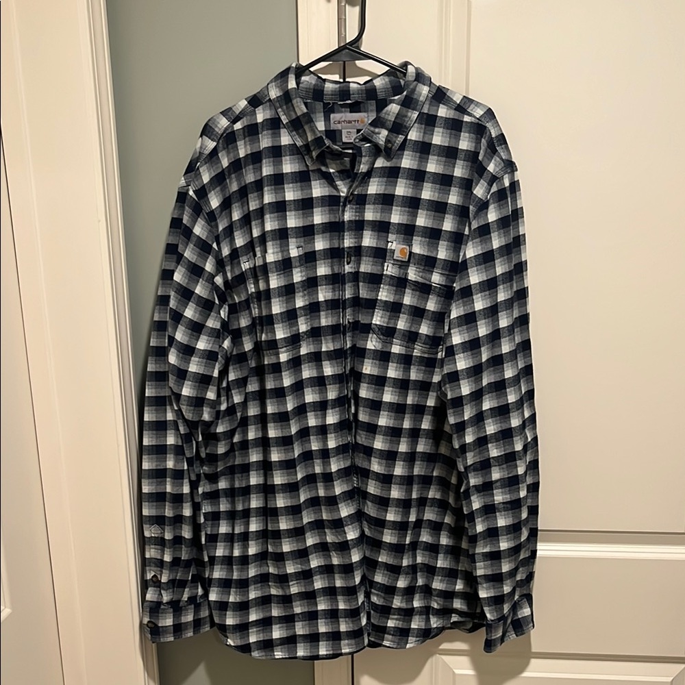 2XLT Carhartt Navy and White Plaid Flannel